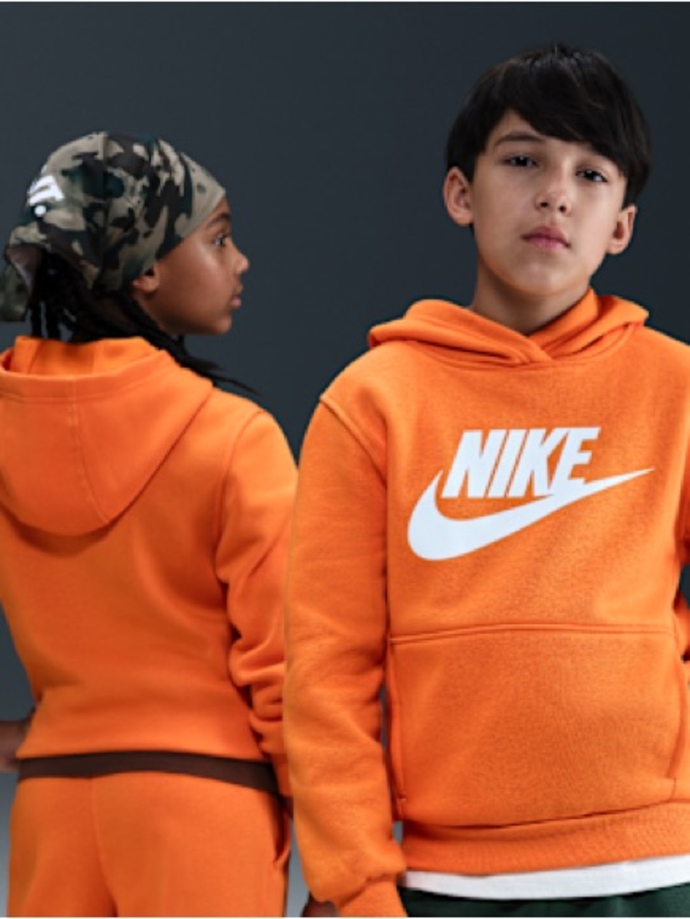 Nike Kids Bright Orange Hoodie with White Logo